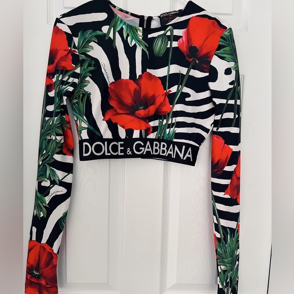 Dolce & Gabbana Multicolor Floral Sleeveless Cropped Top